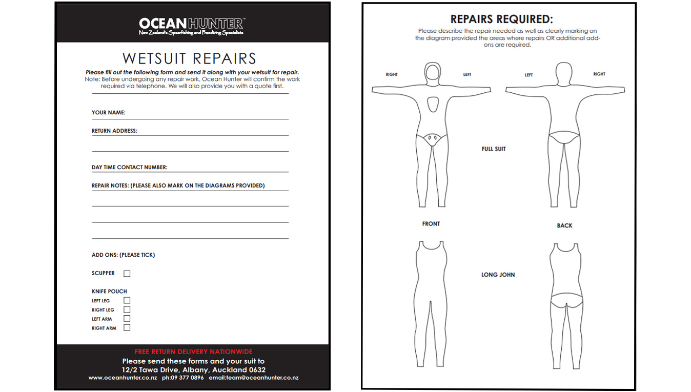 Send us your suit and repair form